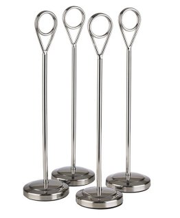 Kartenhalter, 4er Set, Höhe 20,5 cm hochglanzpoliert Edelstahl