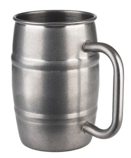 Becher BEER MUG 0,5 Liter Antik-Edelstahl-Look