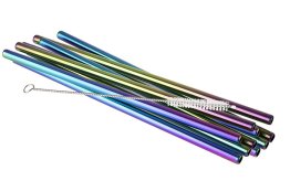 Trinkhalme 11er Set Ø 8 mm Regenbogen-Look