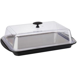 Thermo Tablett-Set kühlbar eckig 43 x 29 cm Schwarz, transparent