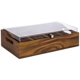 Besteckbehälter ACACIA mit Deckel 4 Fächer 510 x 280 mm