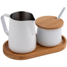 Milch und ZuckerSet MILURO Bambus, Edelstahl