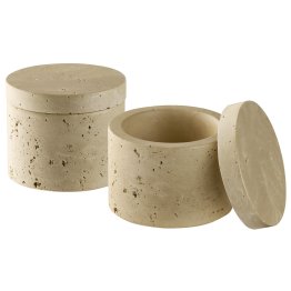 Dose, 2er Set -MINERA- Ø 6 cm, H: 5 40 ml Travertinoptik