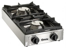 Gas-Tischkocher 2-flammig 350 x 660 mm Edelstahl