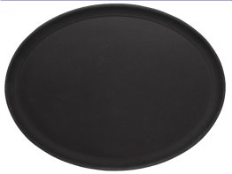 Tablett, oval, rutschfest schwarz 265 x 200 mm