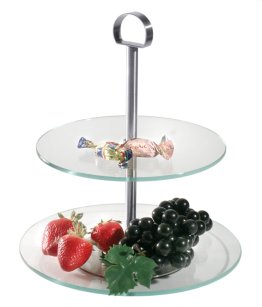 Glas-Etagere , zweistufig, mit zwei Glasscheiben Ø 250 mm