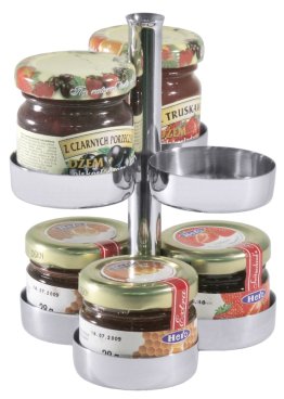 Marmeladenglas-Etagere für 6 Gläser auf zwei Ebenen Ø 100 mm Edelstahl