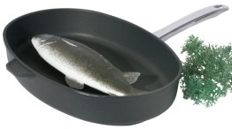 Fischpfanne, oval 38 cm x 26 / 6