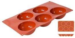 Silikon-Backmatte, HALBKUGEL mit 15 Formen Ø 40 mm Terrakottafarben