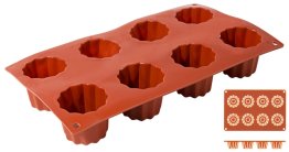 Silikon-Backmatte, BORDELAIS mit 8 Formen 300 x 175 mm Terrakottafarben