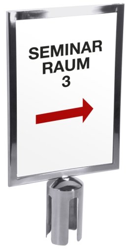 Schild auf Gurtabsperrpfosten DIN A4 Edelstahl