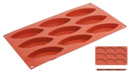 Silikon-Backmatte, SCHIFFCHEN mit 9 Formen 300 x 175 mm