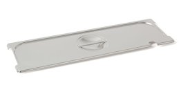 Flachdeckel 2411a GN2/4 mit Griffmulde , Löffelausschnitt und Ausschnitt für Griffe GN 2/4