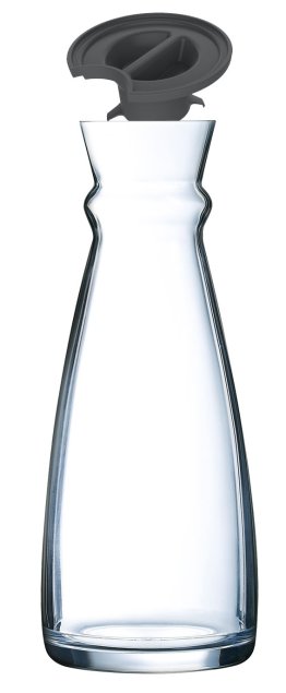 Karaffe Fluid 1 Liter mit schwarzem Kunststoffdeckel