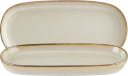 Sand Hygge Platte tief oval 21x10cm Beige Porzellan