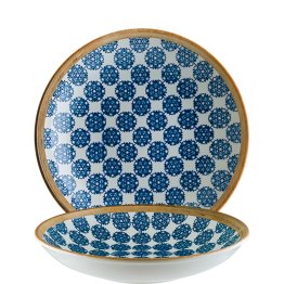 Lotus Bloom Teller tief 23cm Blau Porzellan